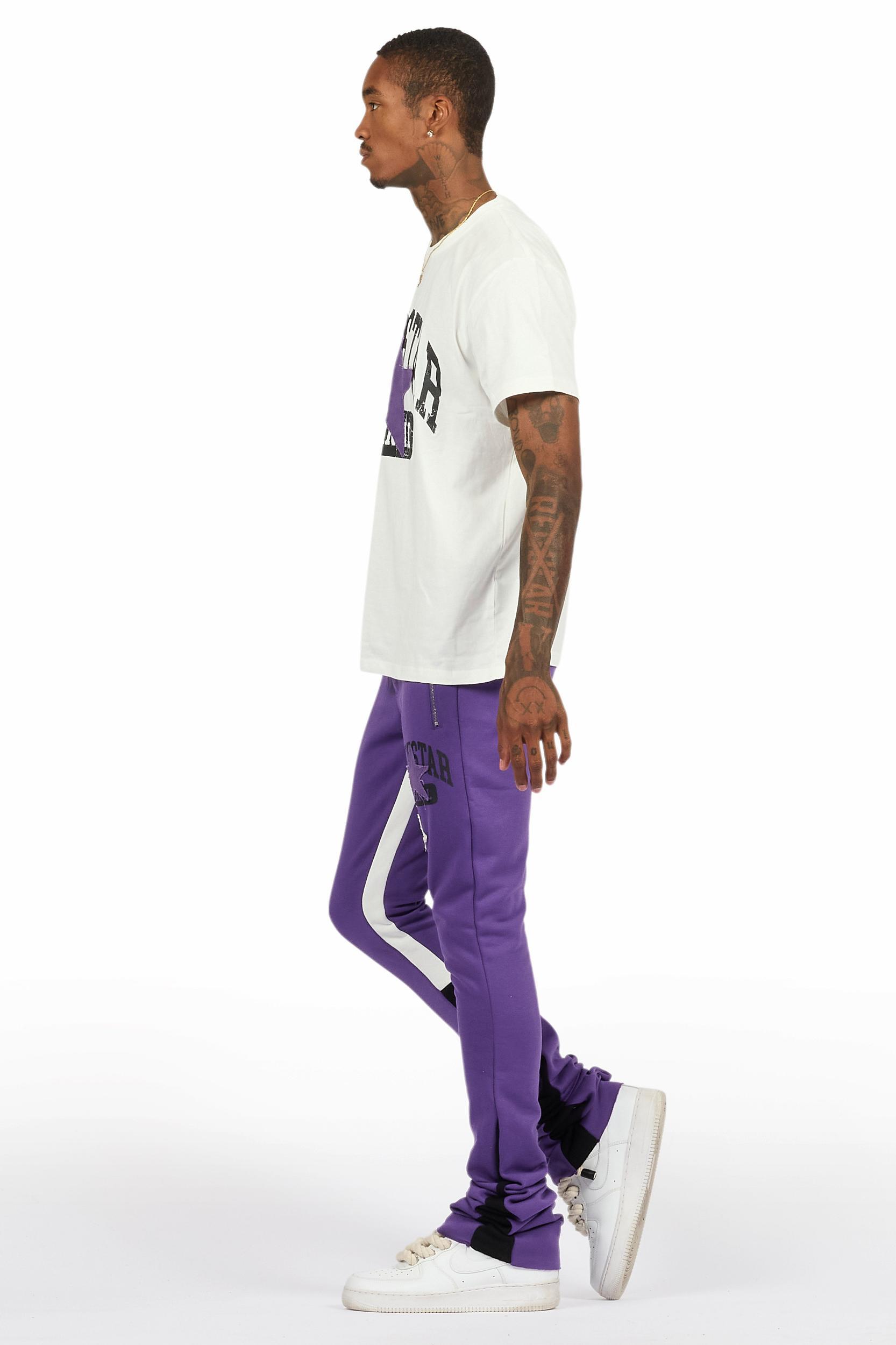 Mallor Purple/White T-Shirt/Stacked Track Set Male Product Image