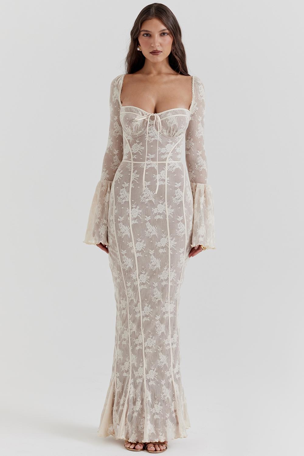 Delilah Vintage Cream Lace Maxi Dress Product Image