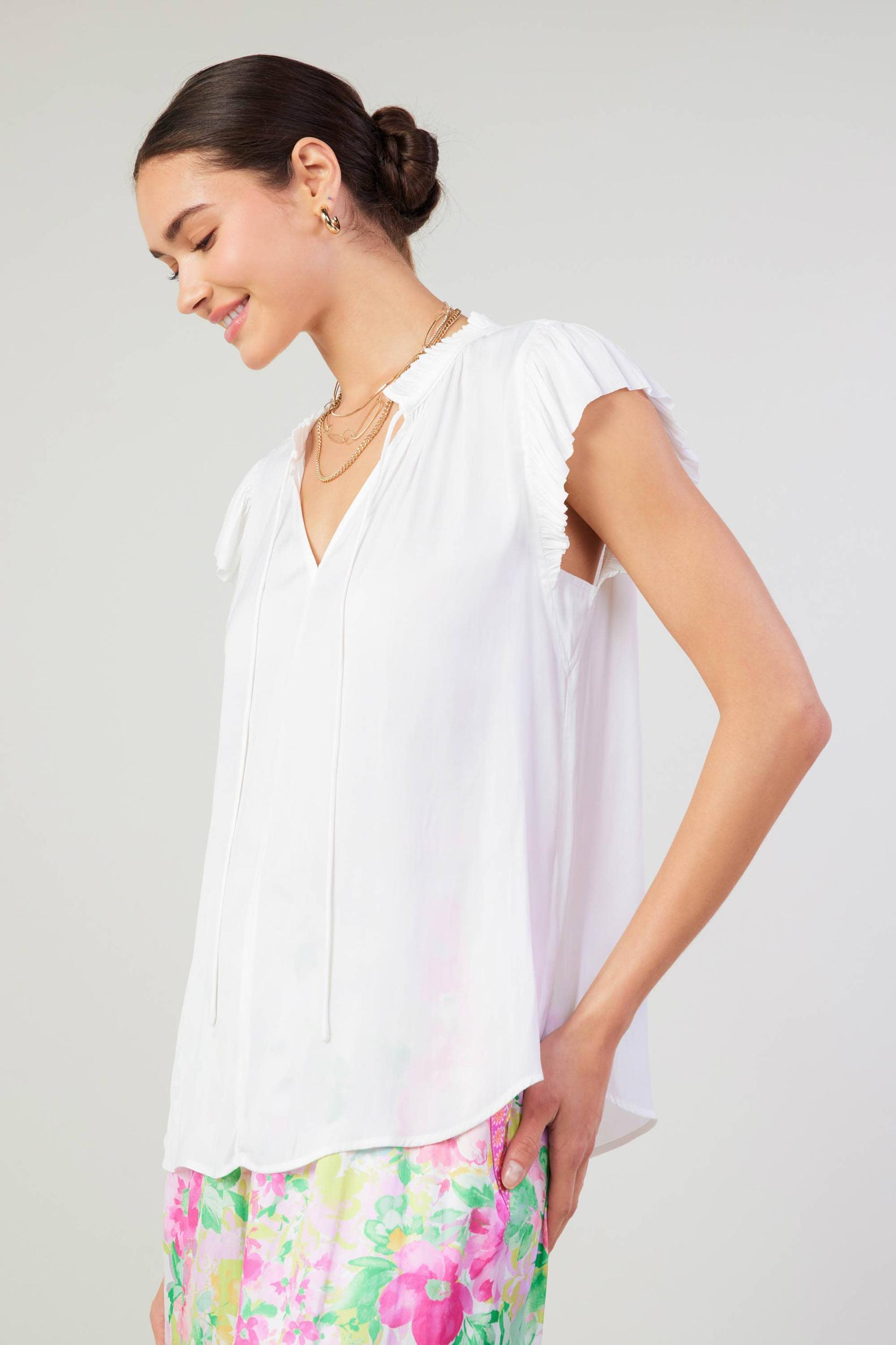 Melany Ruffle Blouse - white Product Image