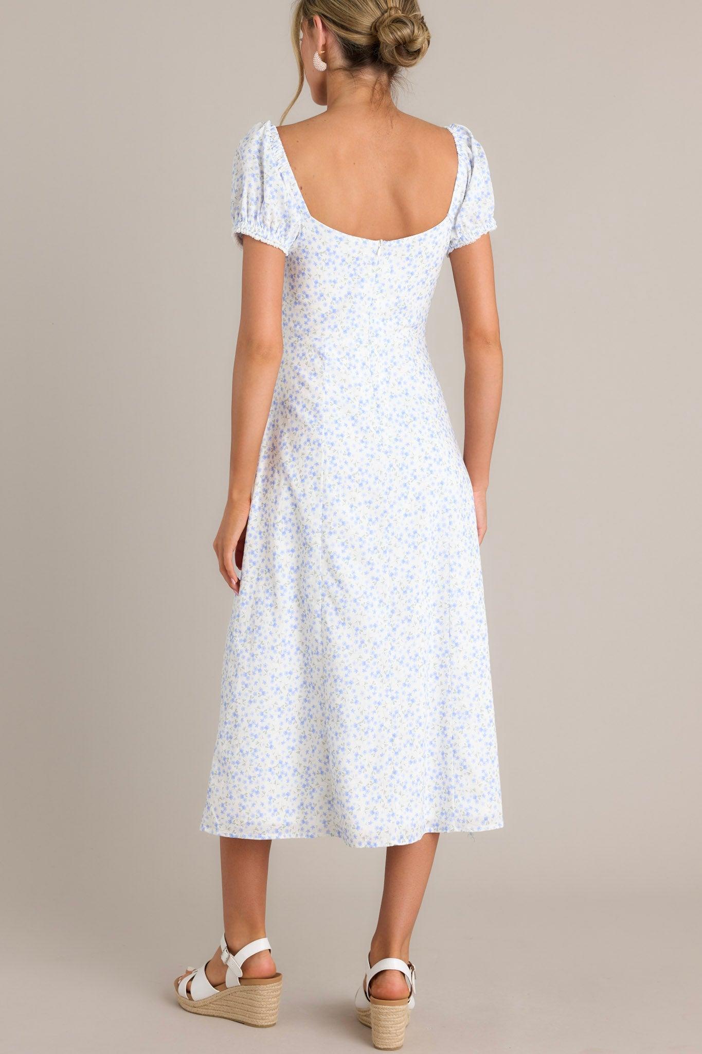 Elegant Moment Blue Floral Midi Dress Product Image