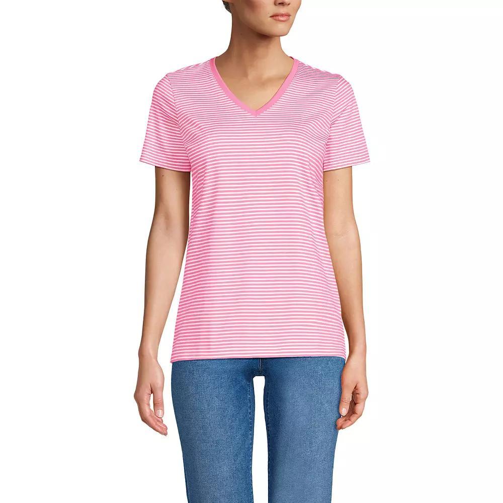 Women's Lands' End Relaxed-Fit Supima Cotton V-Neck Tee, Size: Small Tall, Blue Blossoms Product Image
