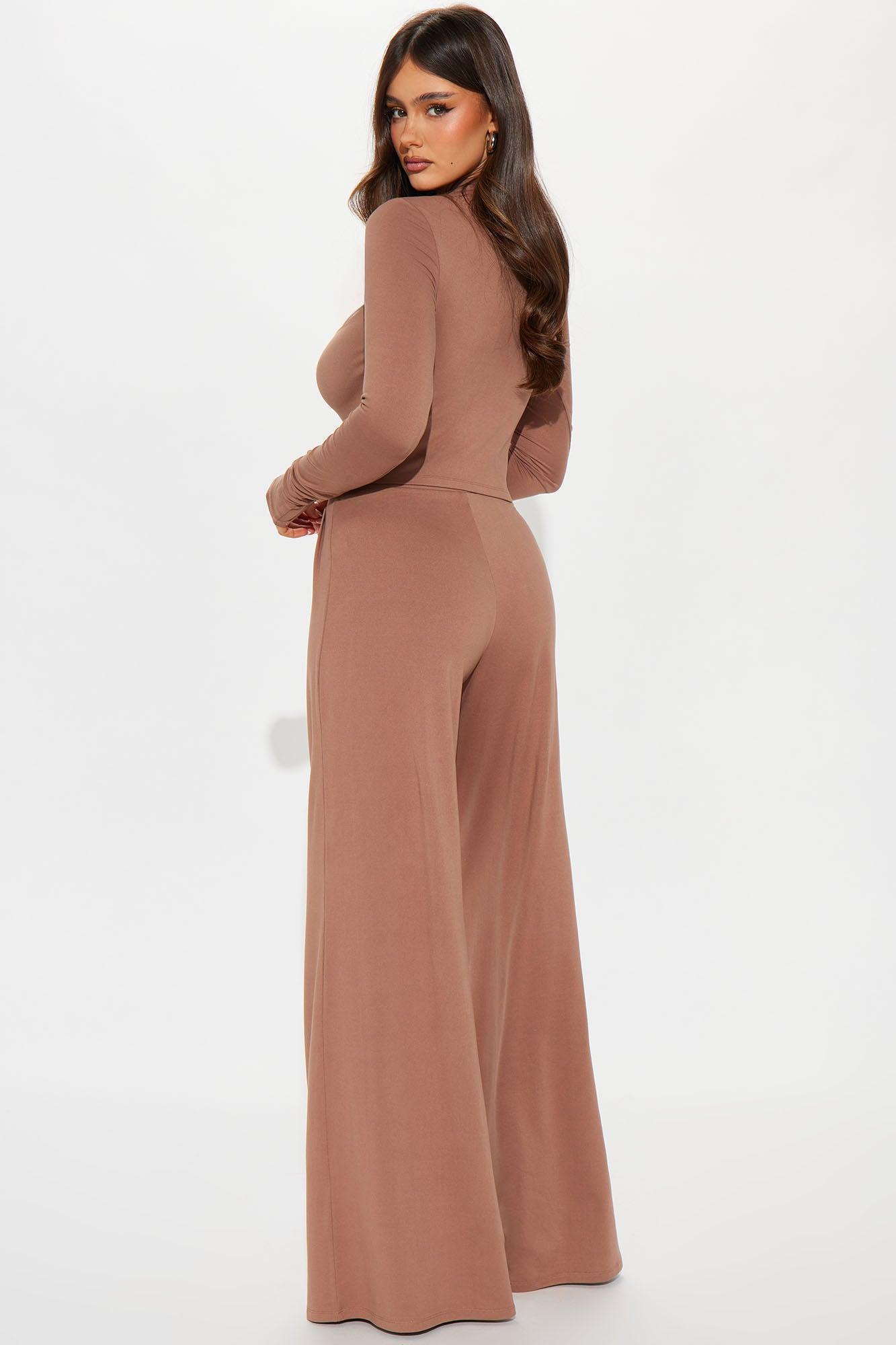 Choosing You Wide Leg Pant Set - Mocha Product Image