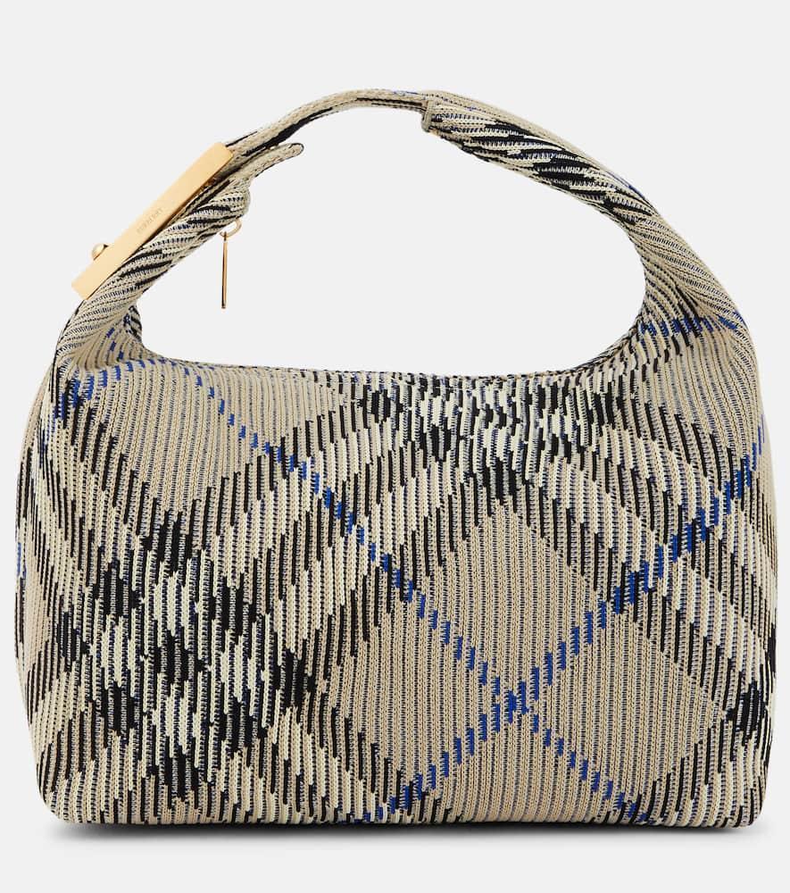 BURBERRY Medium Peg Checked Tote Bag In Lichen Product Image