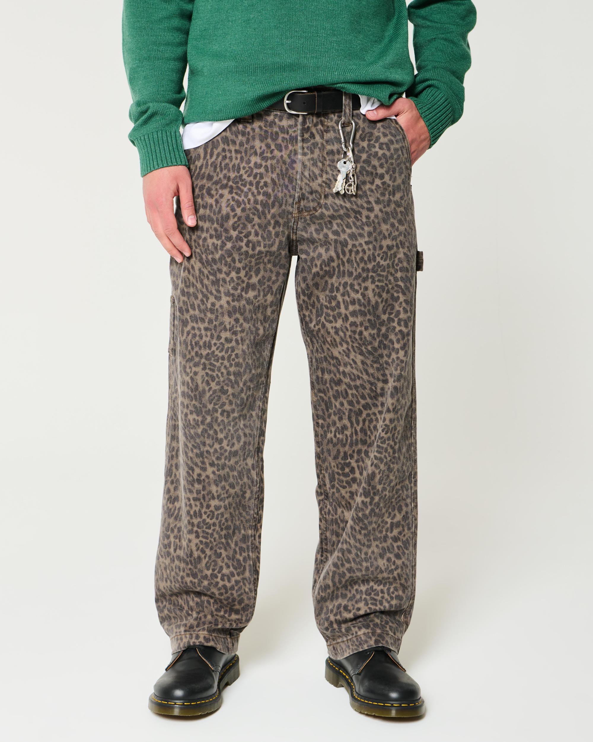 Leopard Print Baggy Painter Jeans Product Image
