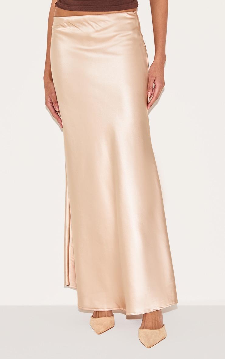 Champagne Satin Floaty Maxi Skirt Product Image