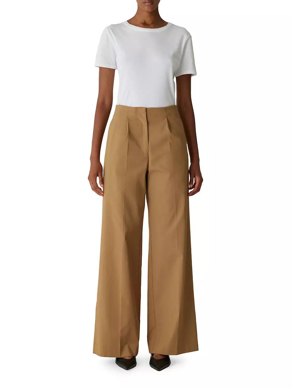 Cotton Sateen Wide-Leg Trousers Product Image