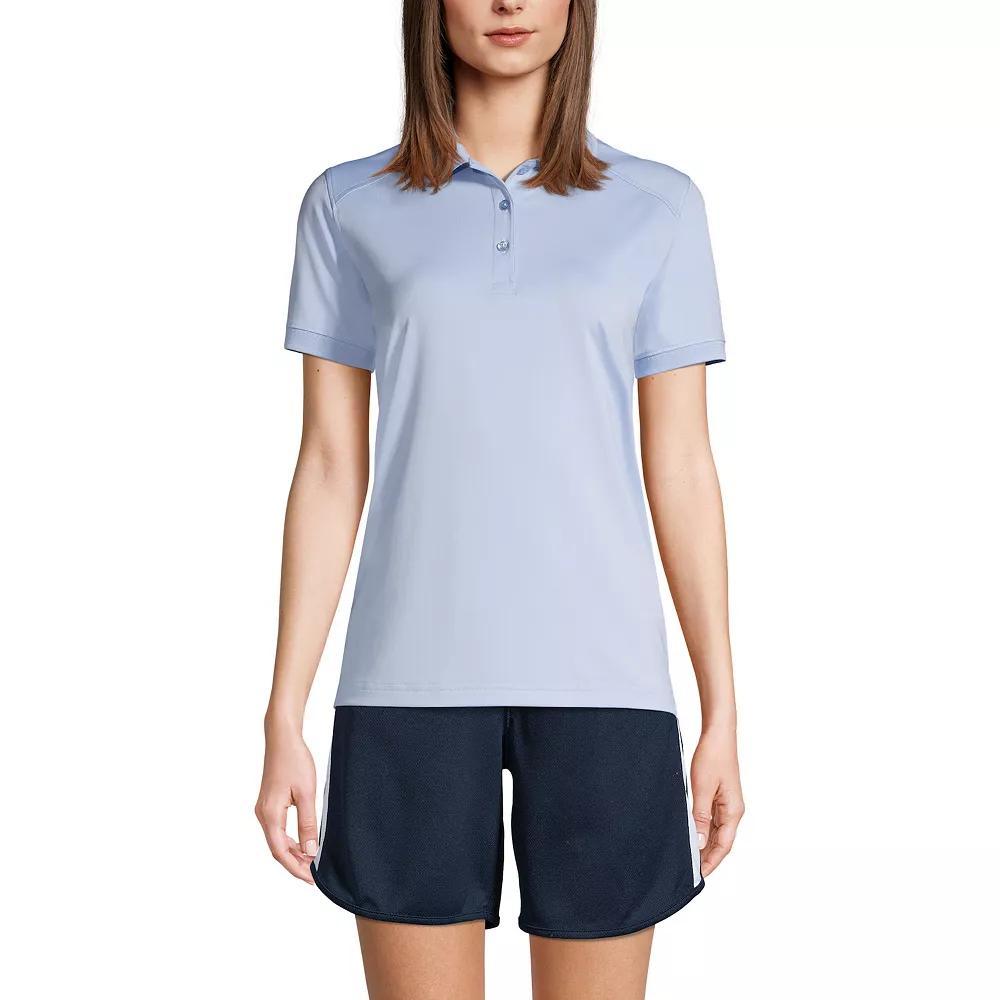 Women's Lands' End Short Sleeve Rapid Dry Polo Shirt, Size: Large, Blue Product Image