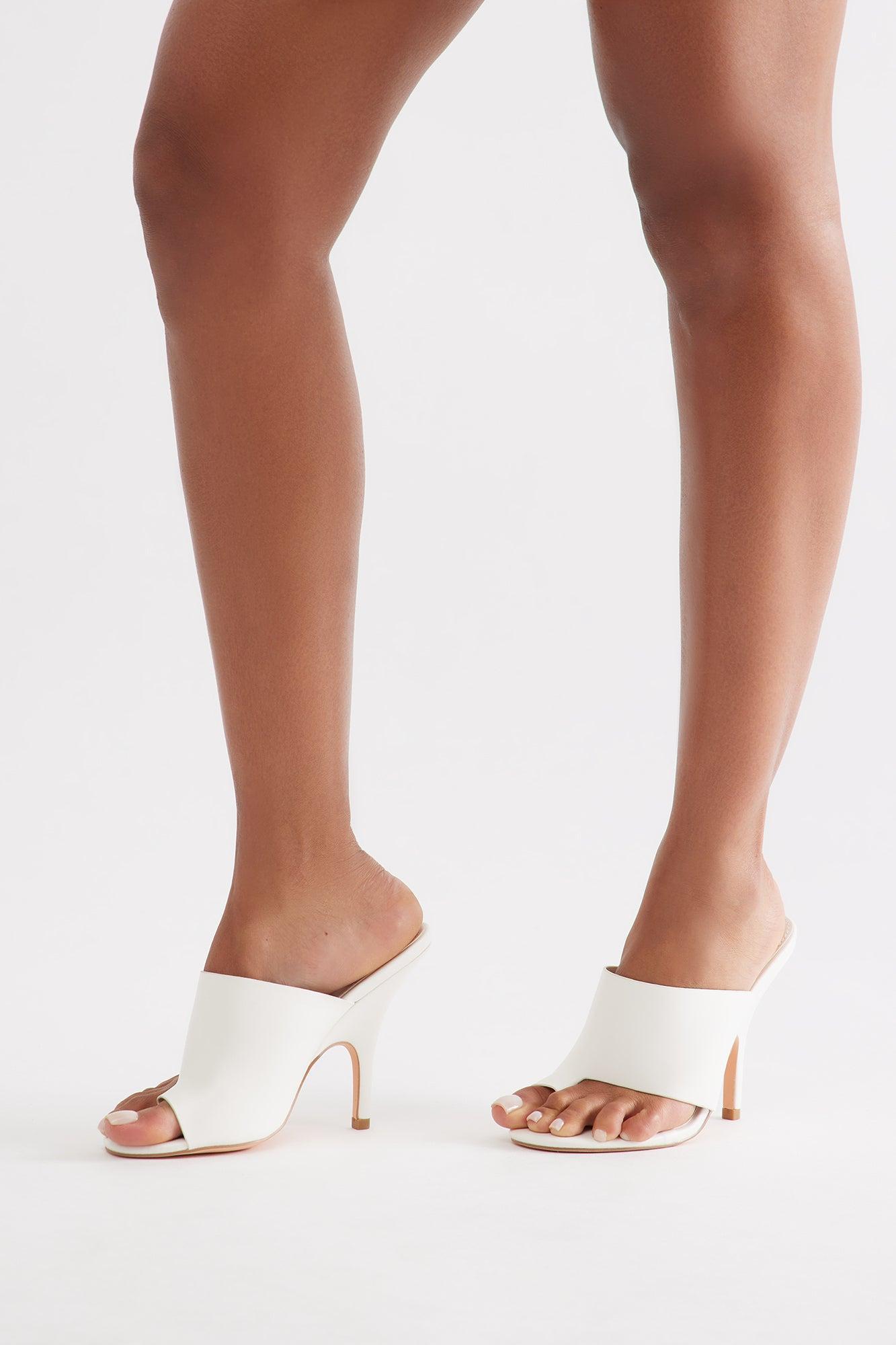 Nicolette Faux Leather Toe Ring Mules - White Female Product Image