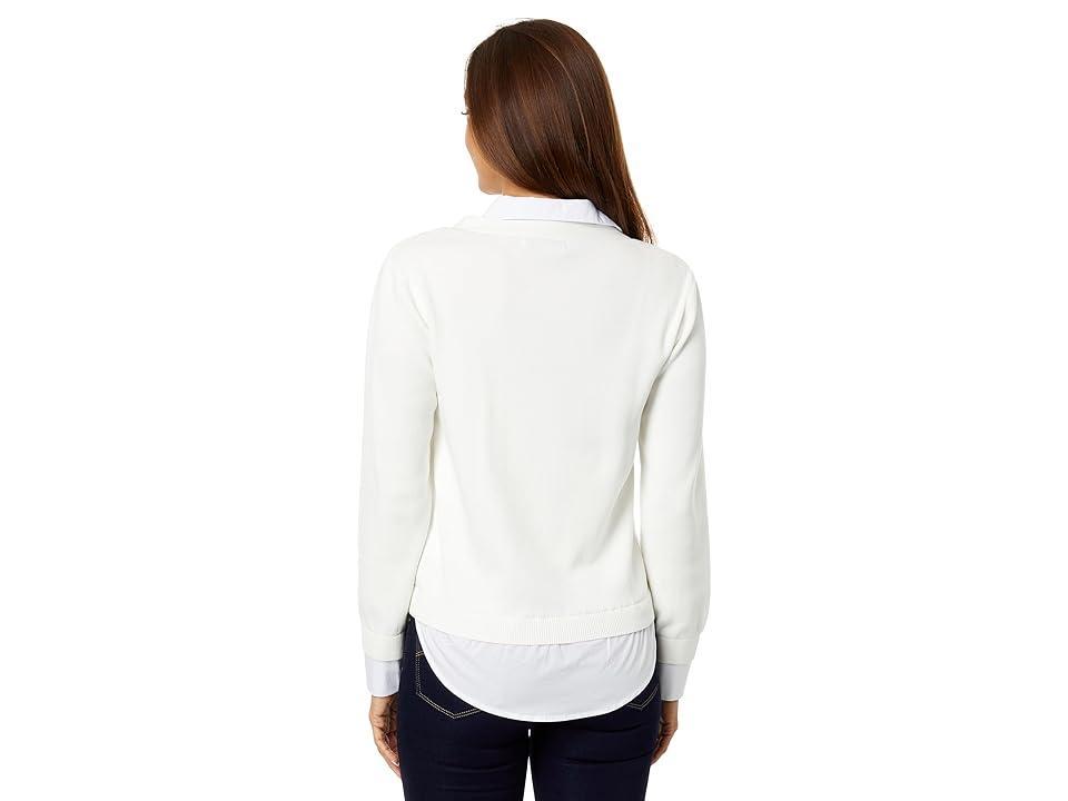 English Factory Mixed Media Cardigan (Cream/White) Women's Clothing Product Image