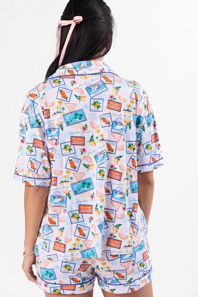 Under the Stars Postcards Short Sleeve Pajama Top DOORBUSTER Product Image