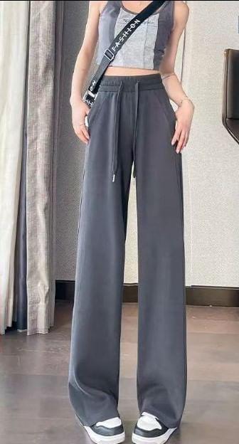 Drawstring Waist Plain Wide Leg Sweatpants Product Image