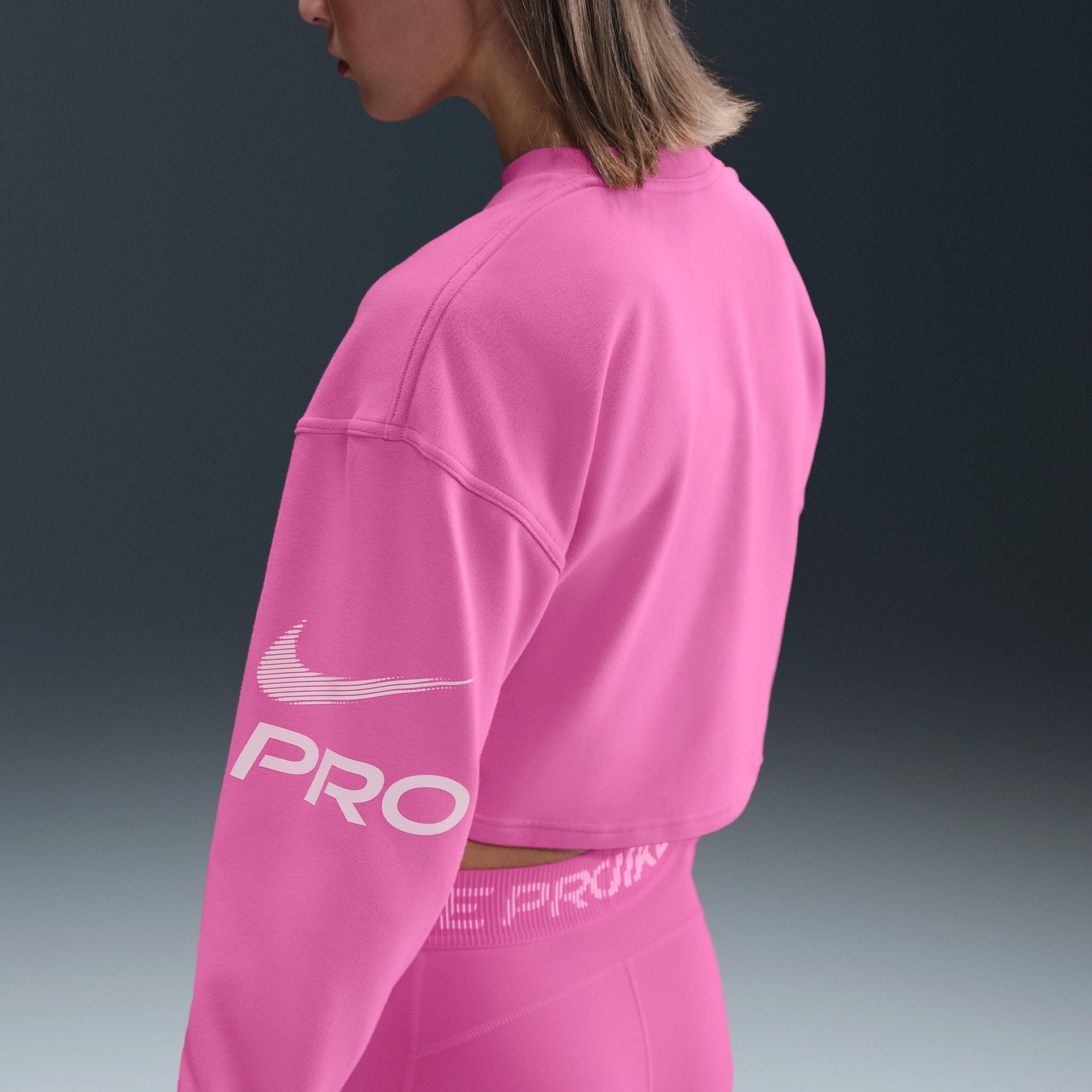 Women's Nike Pro Dri-FIT Loose Crew-Neck French Terry Sweatshirt Product Image