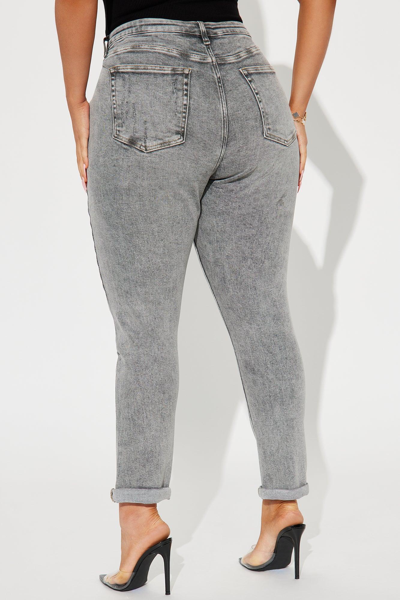 Listen To Me 90's High Rise Mom Jeans - Grey Product Image
