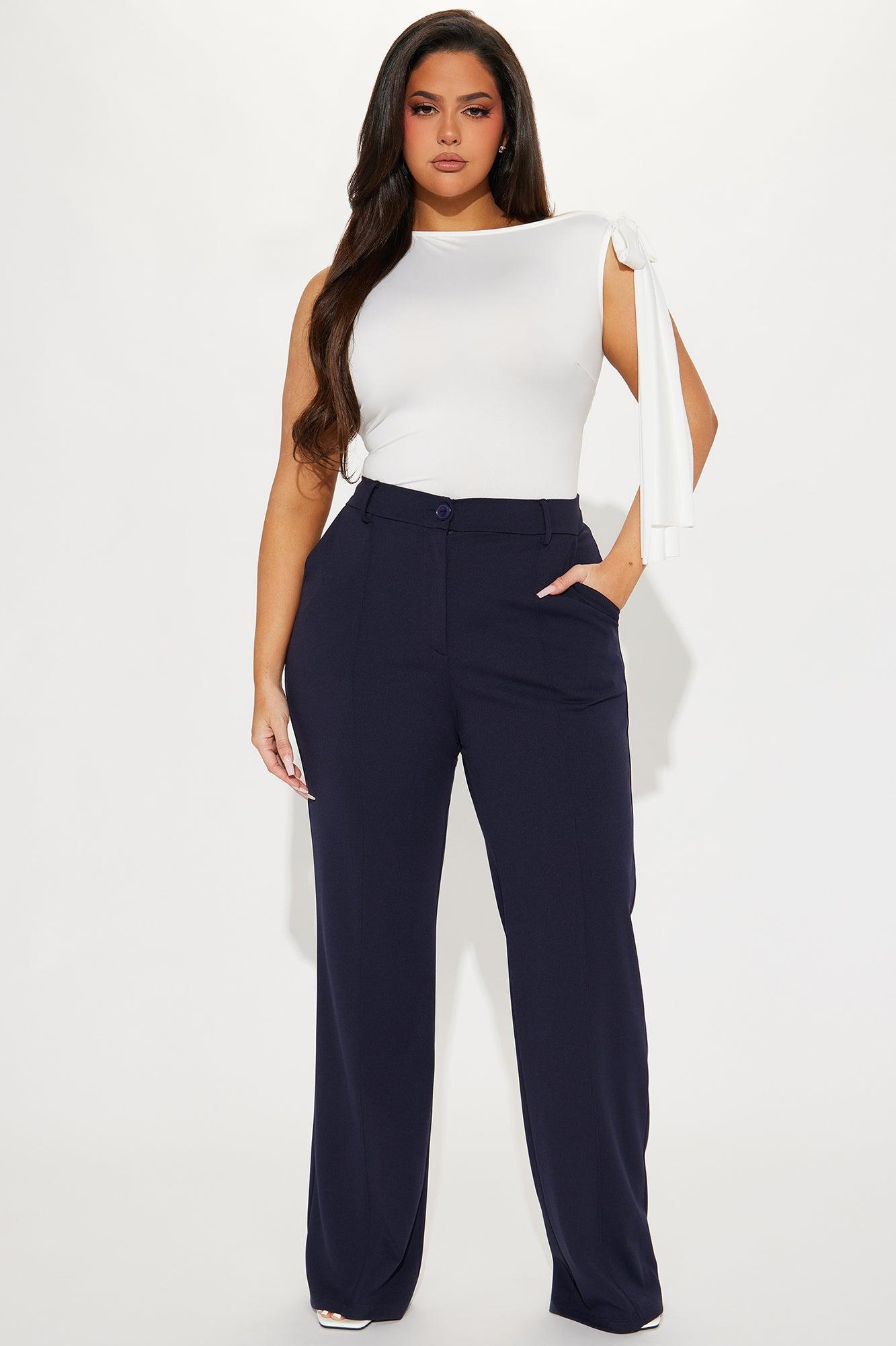 Heidi Wide Leg Trouser Pant - Navy Product Image