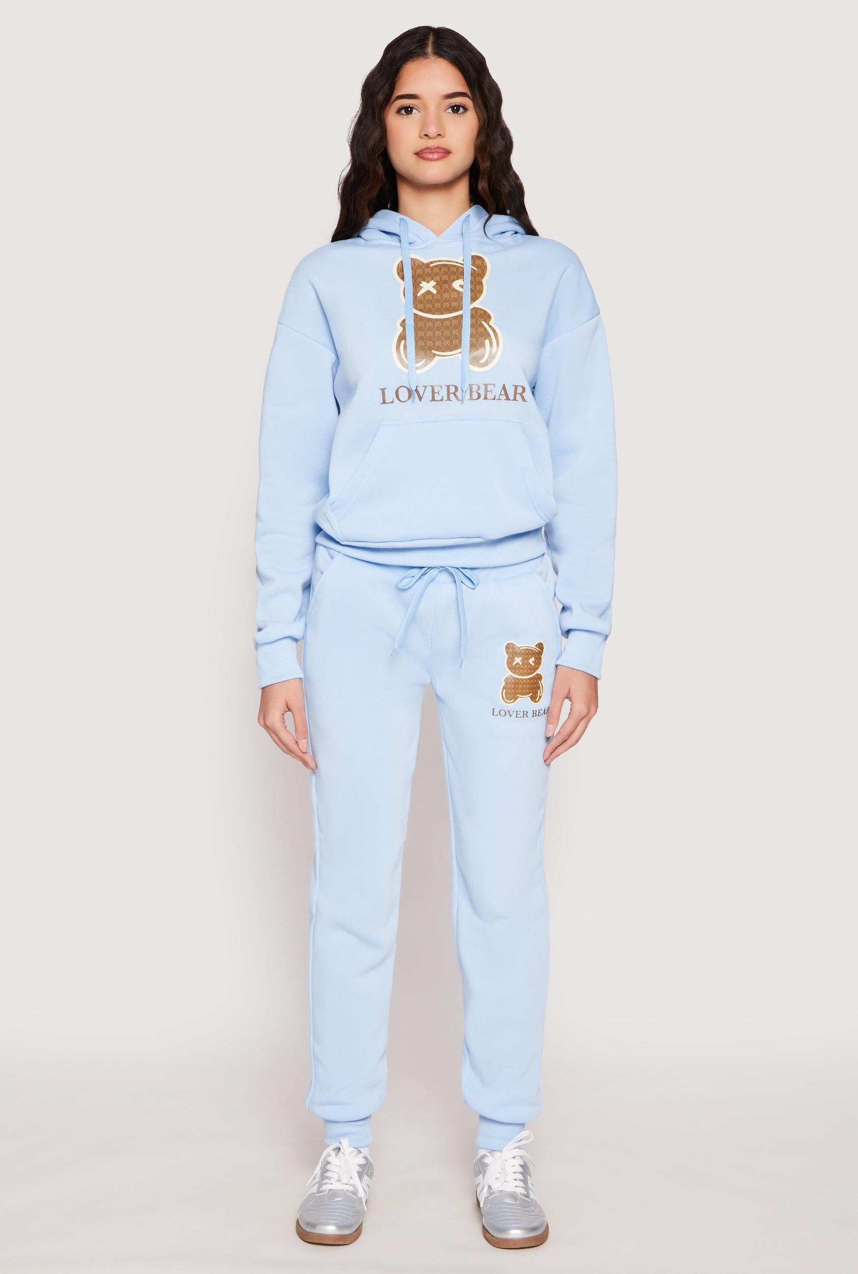 Womens Fleece Lover Bear Graphic Joggers Product Image