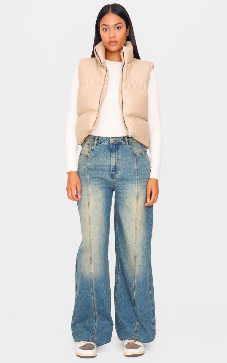 Tall Stone Faux Leather Drop Hem Vest Product Image