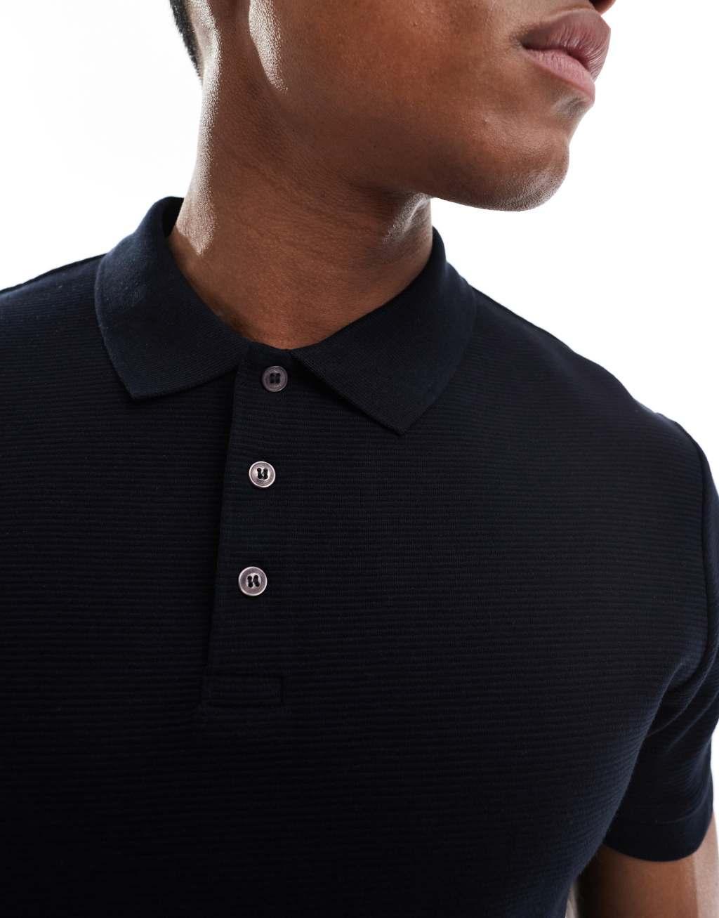 French Connection heavyweight ottoman polo in navy Product Image