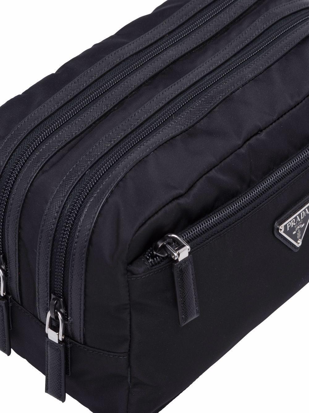 Re-Nylon and leather travel pouch Product Image