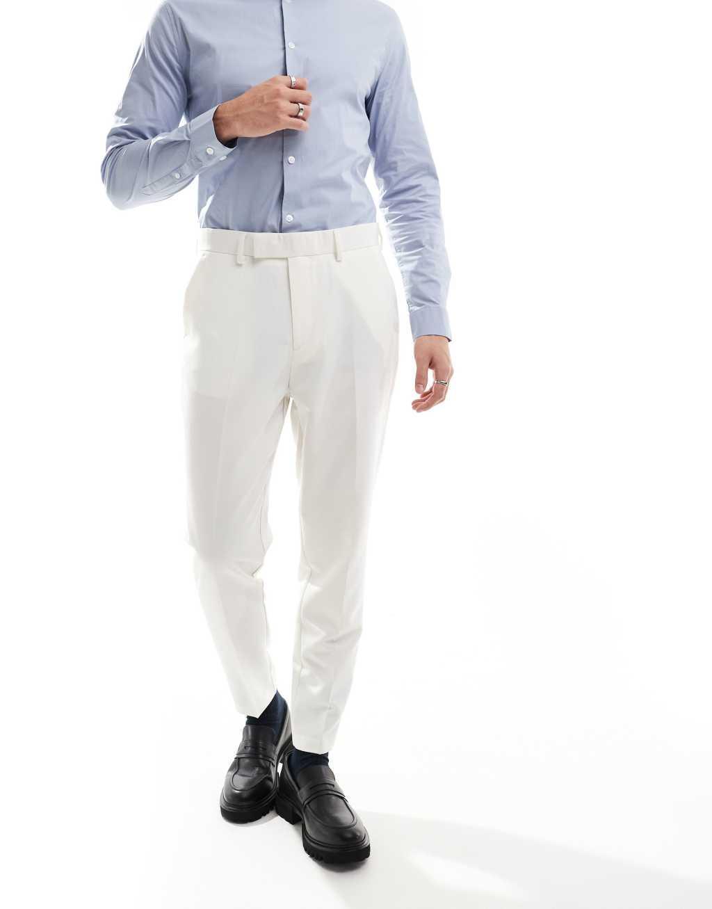 ASOS DESIGN smart tapered fit pants in beige Product Image