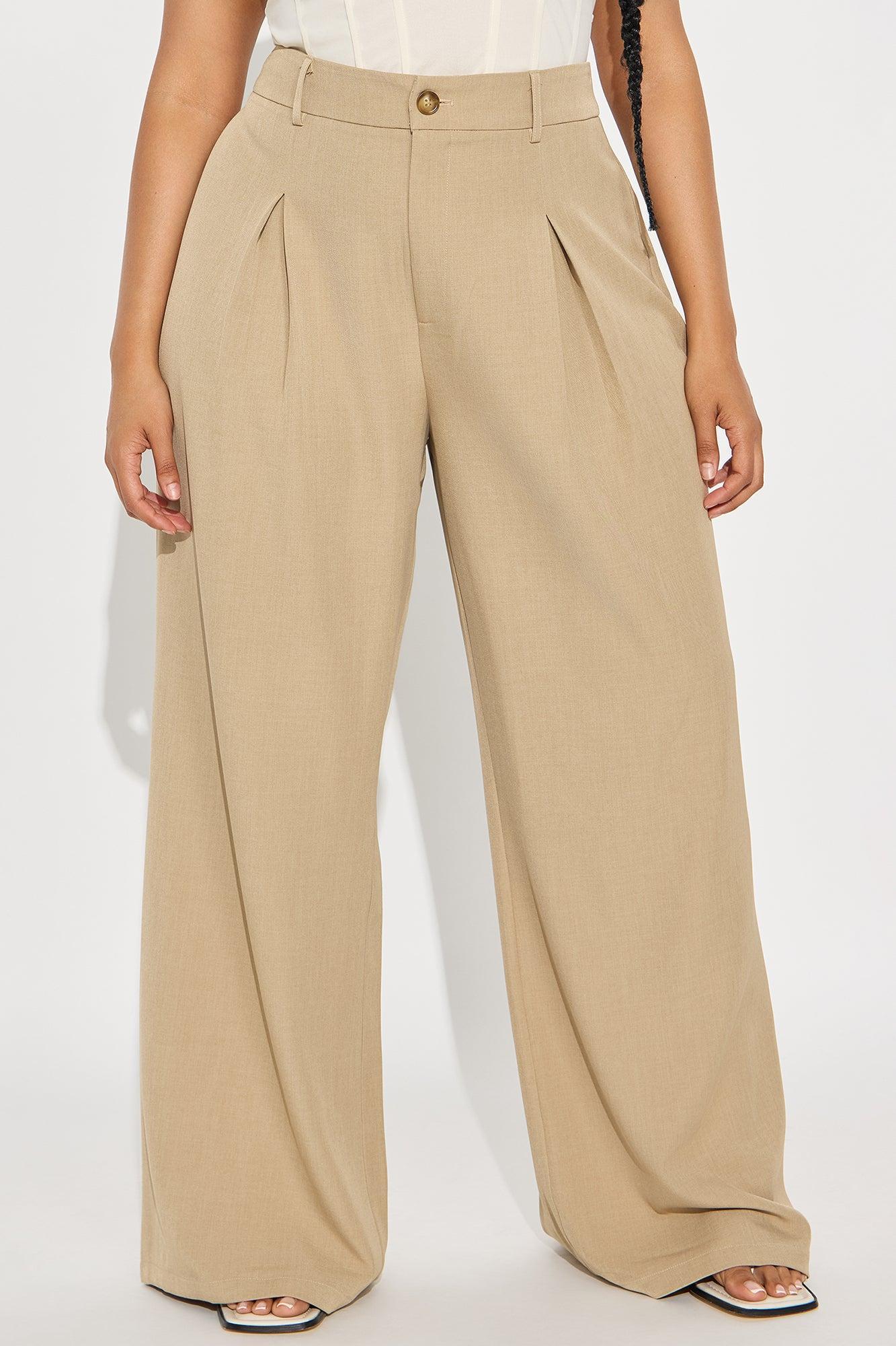 Alena Crepe Wide Leg Trouser Pant - Beige Product Image