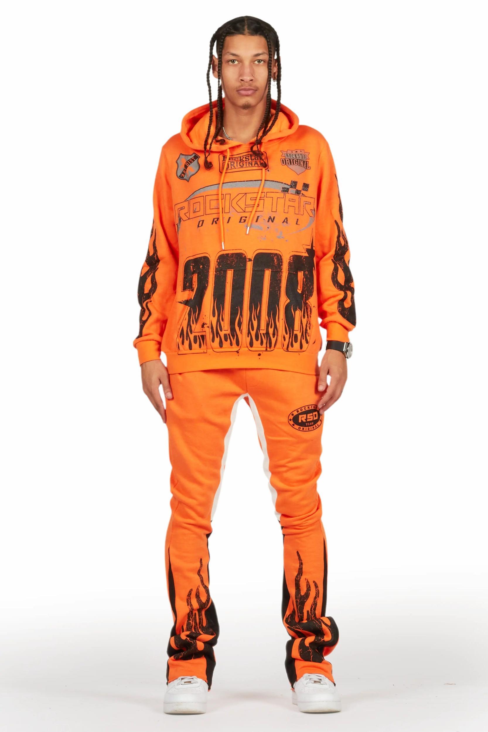 Amos Orange Hoodie/Stacked Flare Track Set Male Product Image