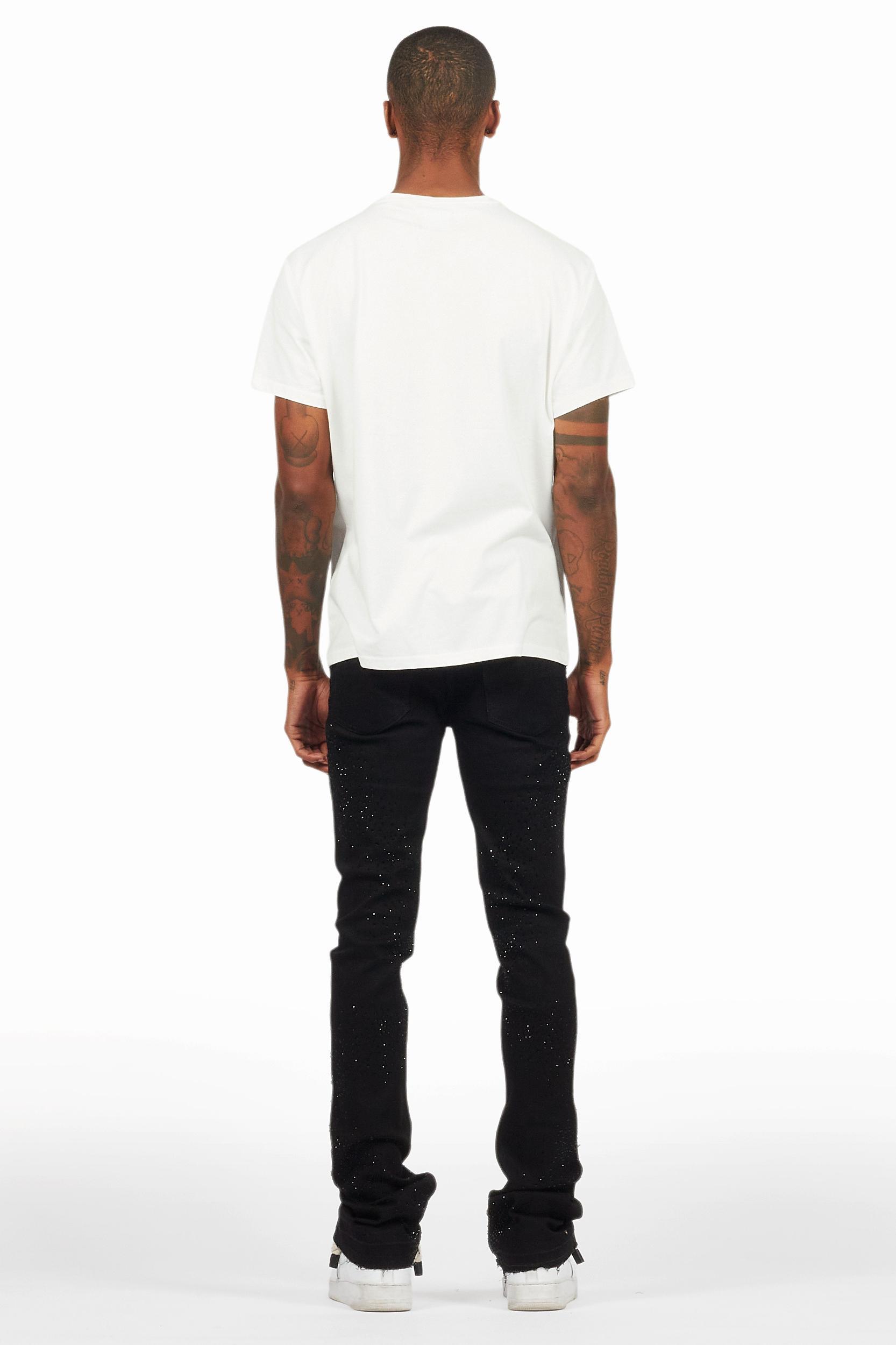 Carti Black Rhinestone Stacked Flare Jean Male Product Image