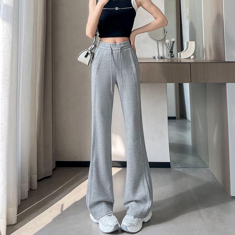 Drawstring Waist Plain Flared Pants (Various Designs) Product Image