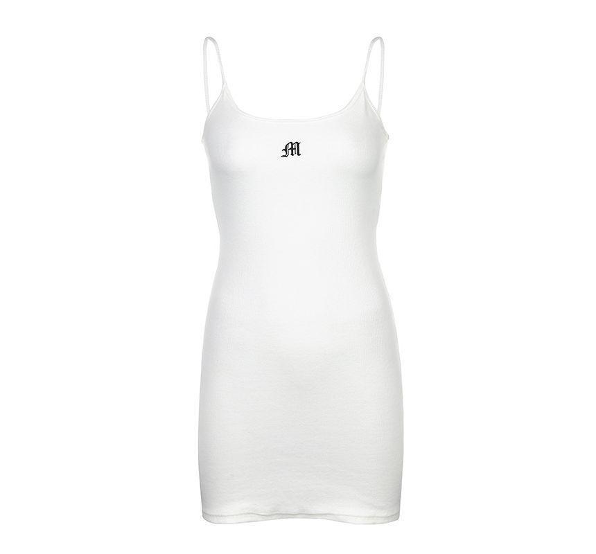 Spaghetti Strap Scoop Neck Embroidered Mini Dress Product Image