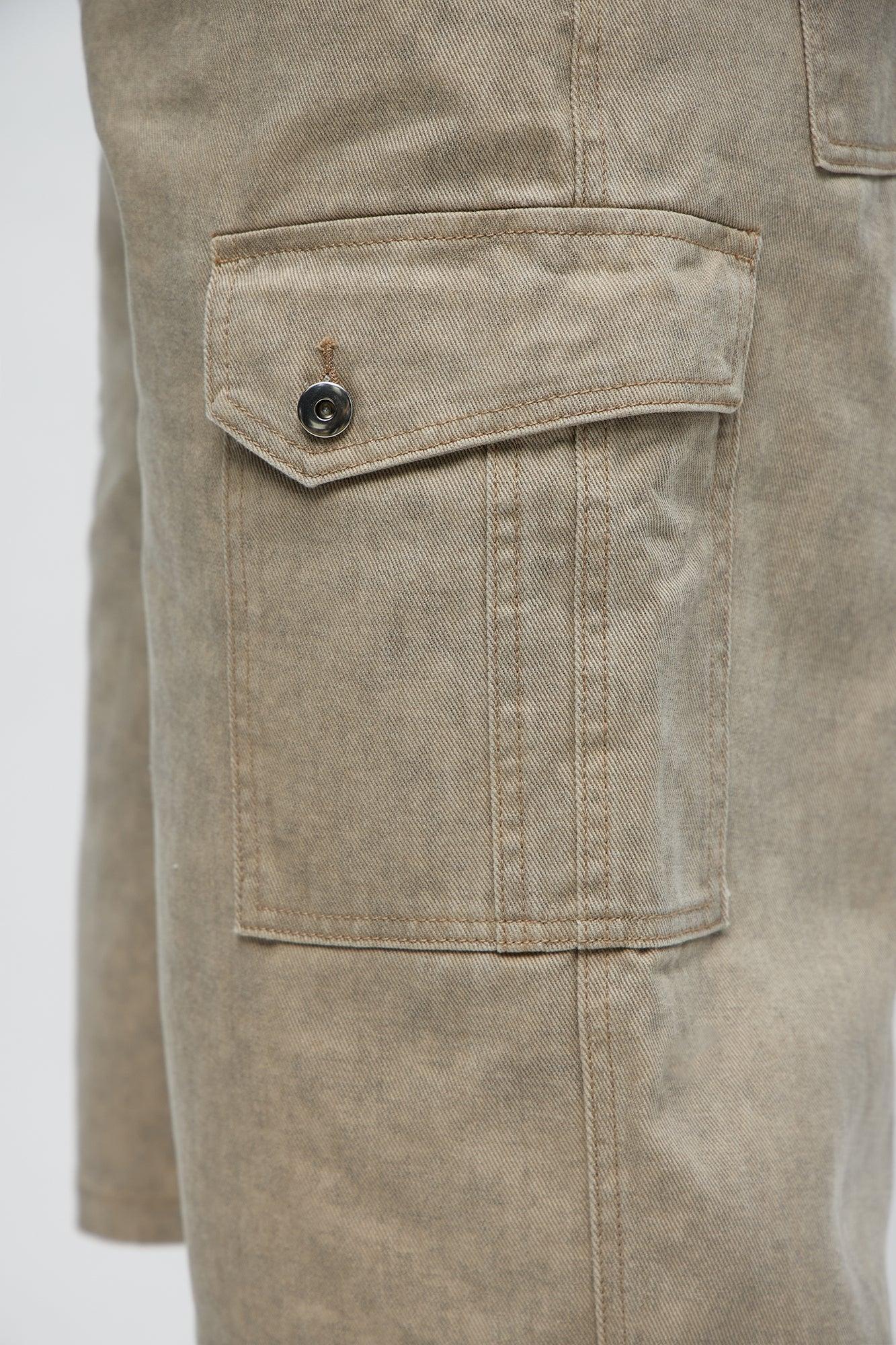 Long Cargo Relaxed Shorts - Khaki Product Image