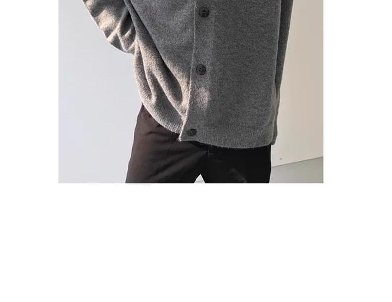 Collared Button-Up Plain Cardigan Product Image