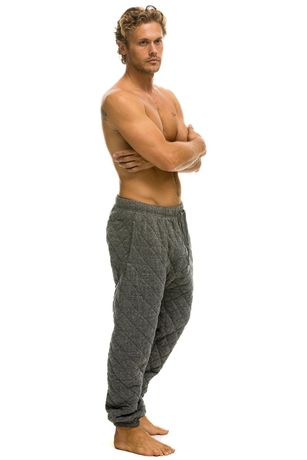 QUILTED SWEATPANTS - HEATHER GREY Male Product Image