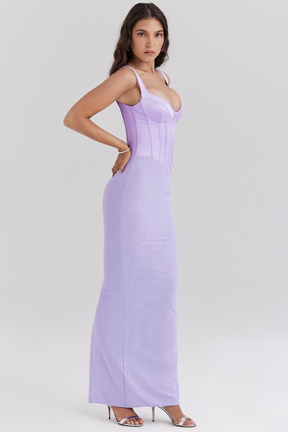 Breeze Orchid Satin Corset Maxi Dress Product Image