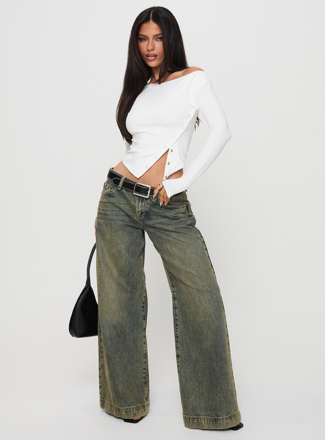 Karre Off The Shoulder Long Sleeve Top White Product Image