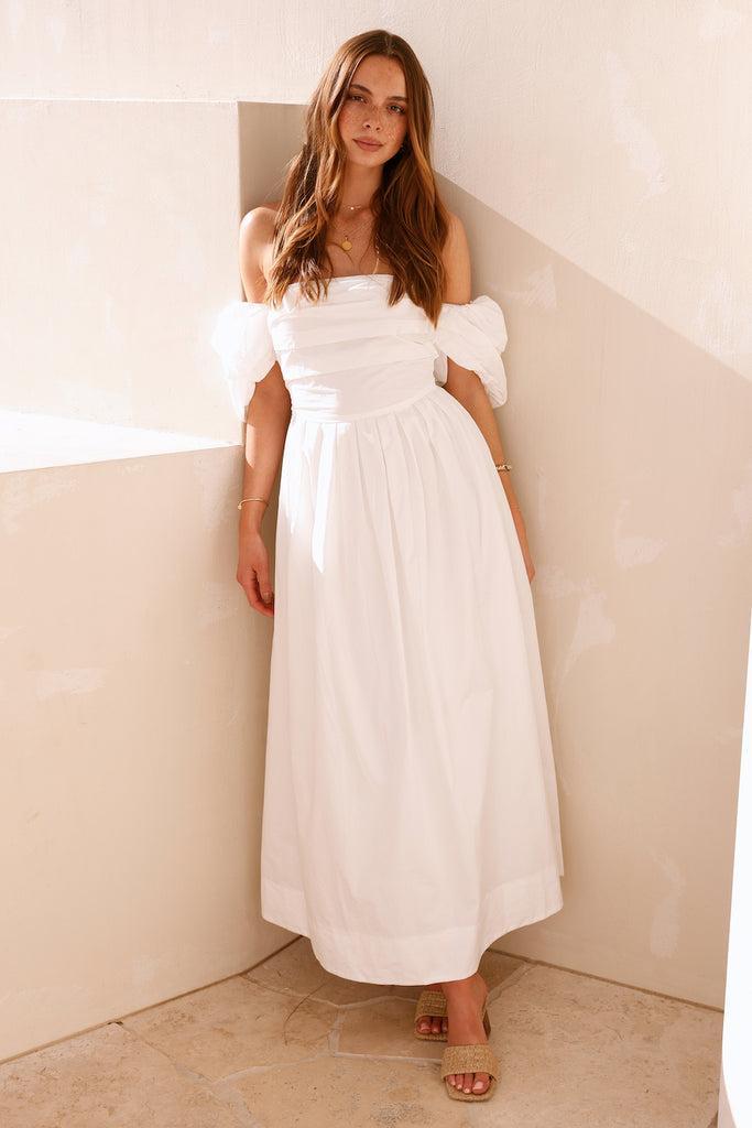 Bella Off-Shoulder Maxi Dress White Product Image