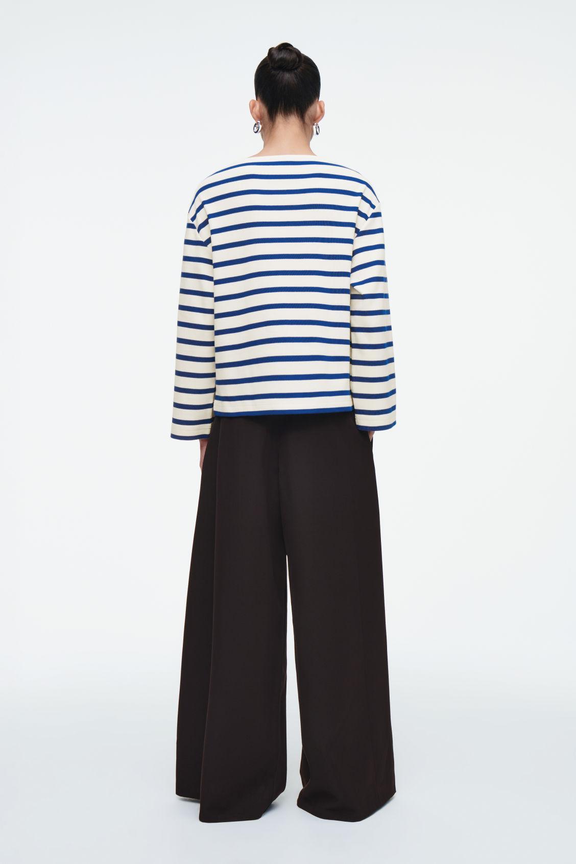 STRIPED BOAT-NECK TOP Product Image