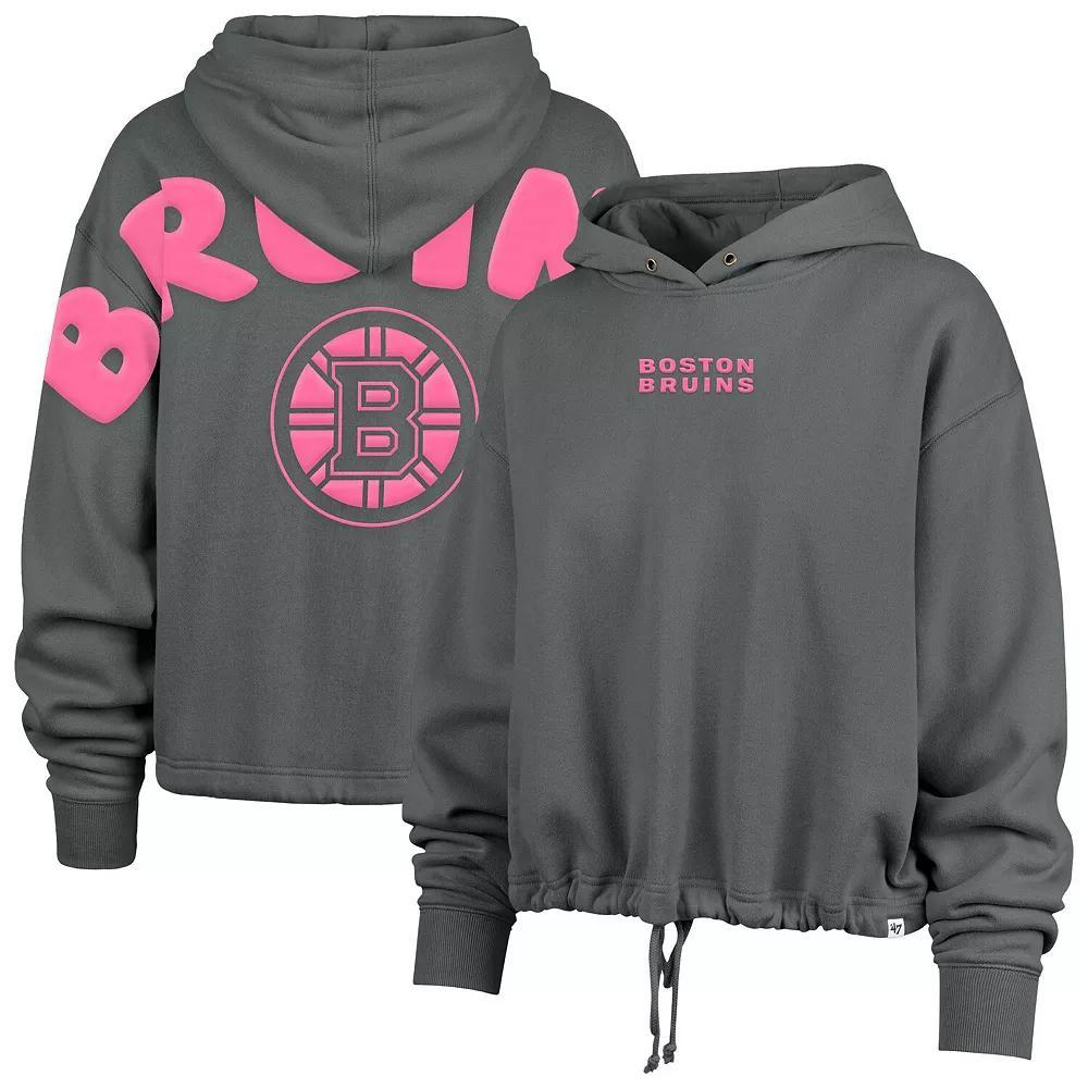 Women's '47 Gray Pittsburgh Penguins Bright Side Venice Cropped Pullover Hoodie, Size: Medium, Grey Product Image