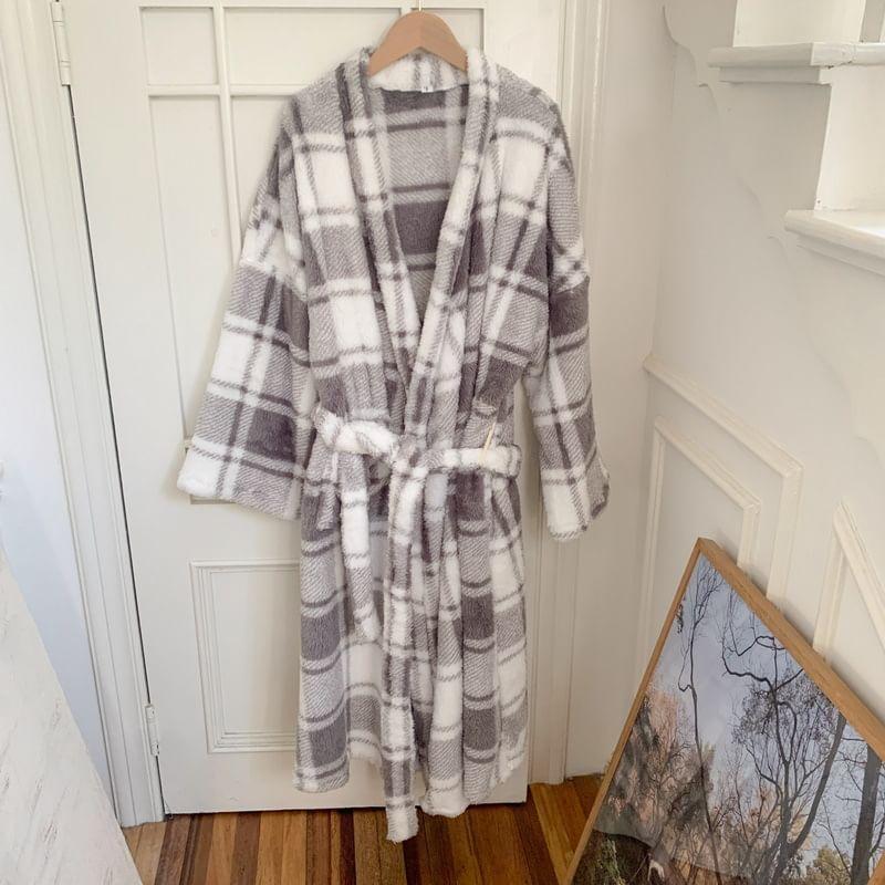 Couple Matching Plaid Pajama Robe Product Image