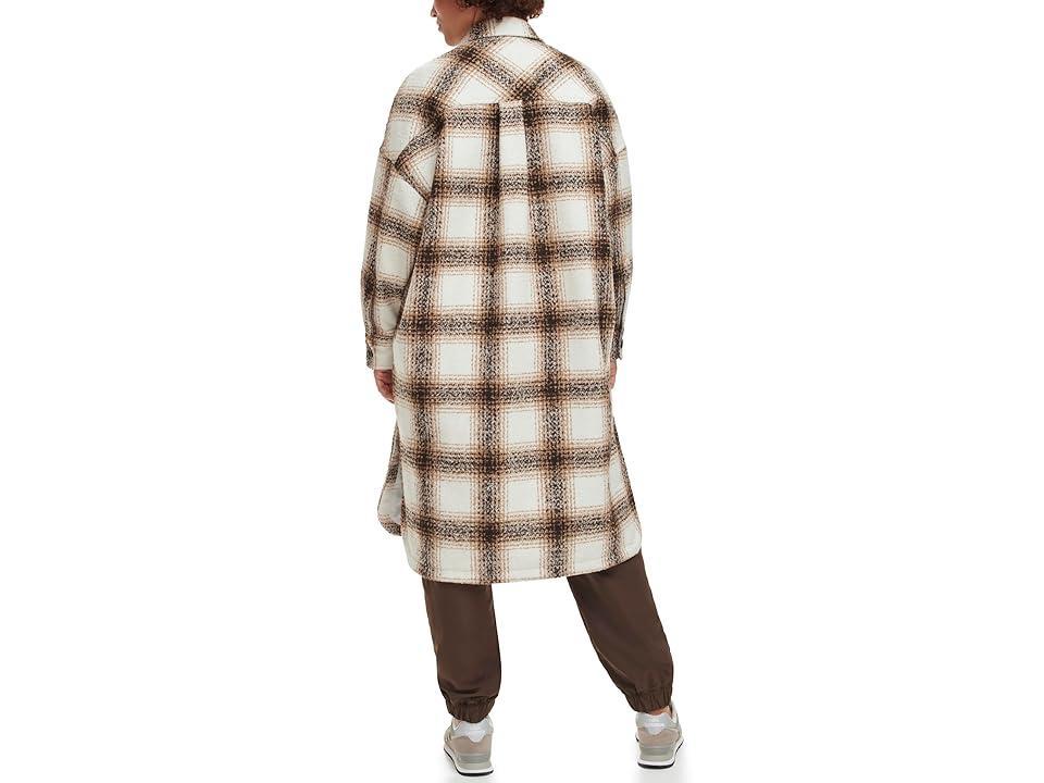 Levi's(r) Long Length Wool Blend Shirt Jacket (Cream Plaid) Women's Clothing Product Image
