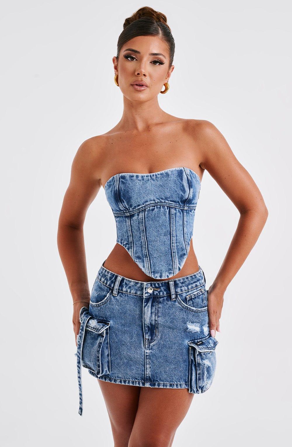 Billie Mini Skirt - Dark Wash Product Image