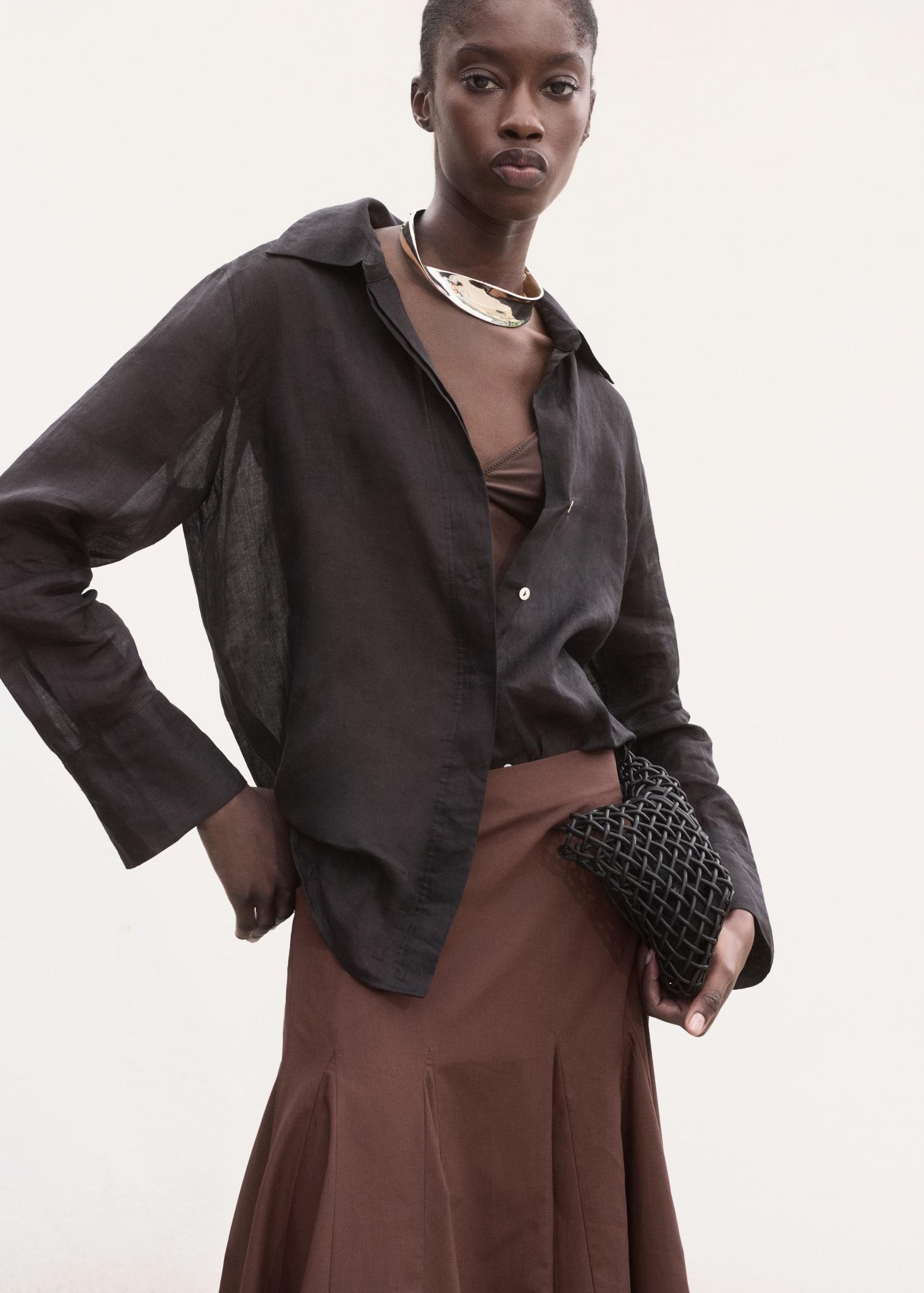 Pleated midi-skirt - Women | MANGO USA Product Image