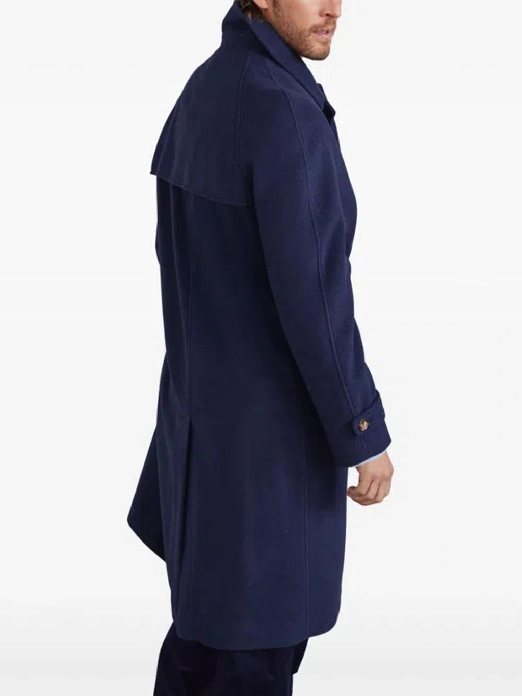 BRUNELLO CUCINELLI Long Cashmere Coat In Blue Product Image