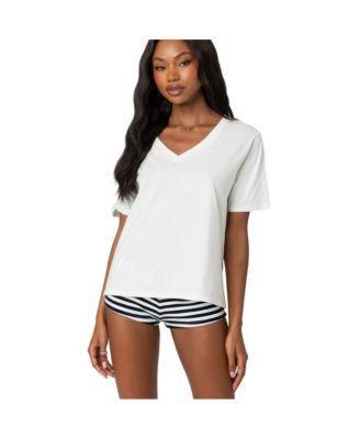 Edikted Womens Loose fit V neck T shirt Product Image