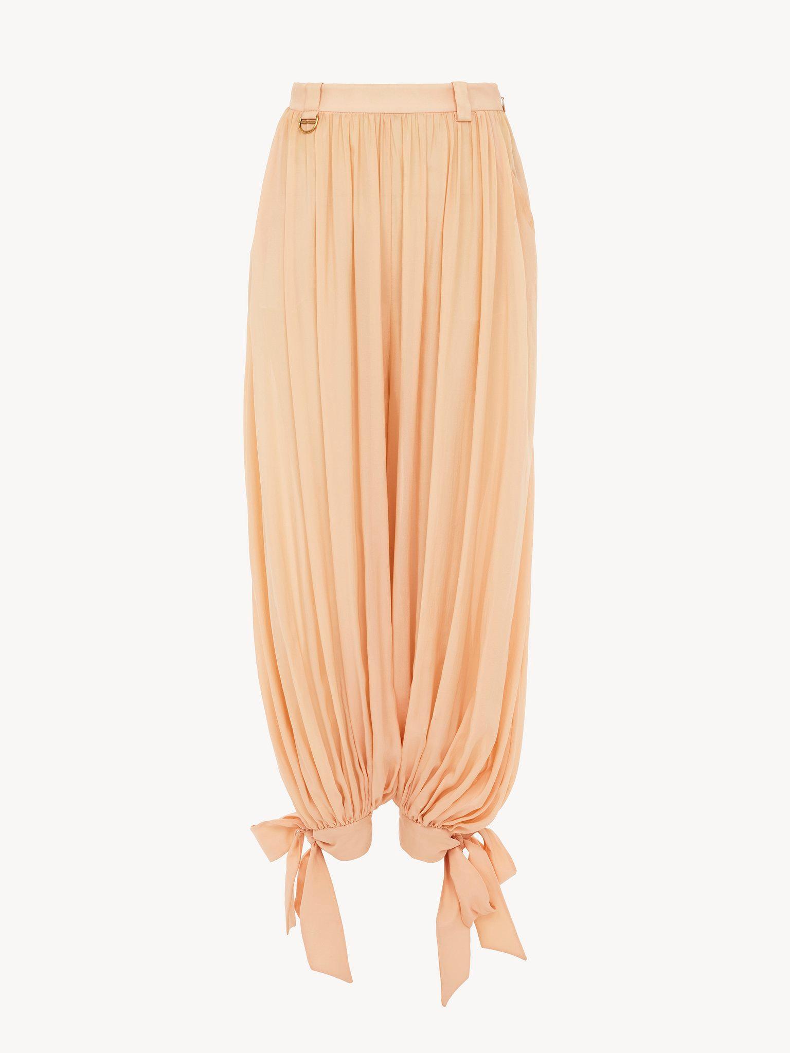 Fluid pleated pants in silk charmeuse Product Image