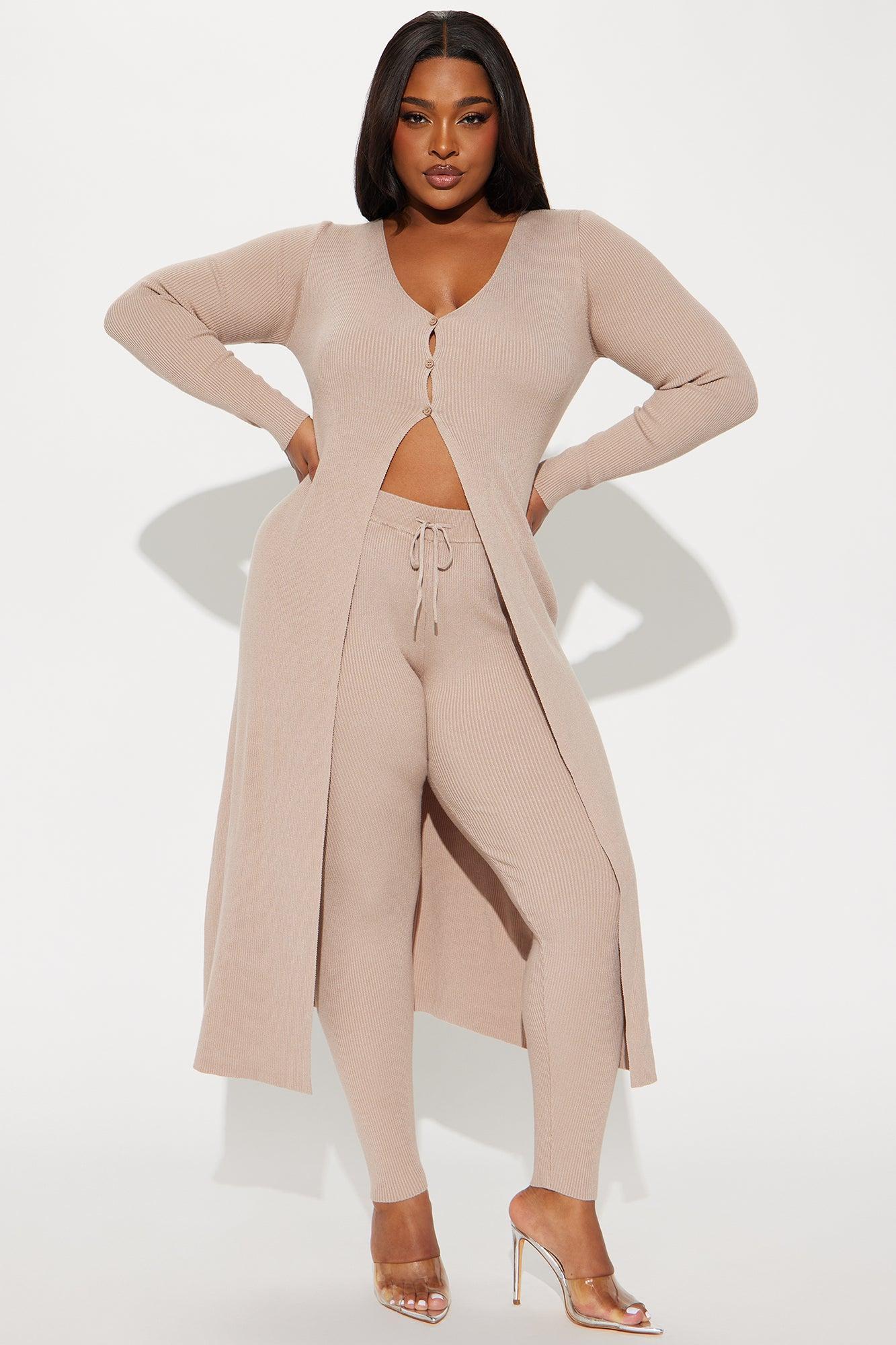 Sasha Flyaway Sweater Pant Set - Taupe Product Image