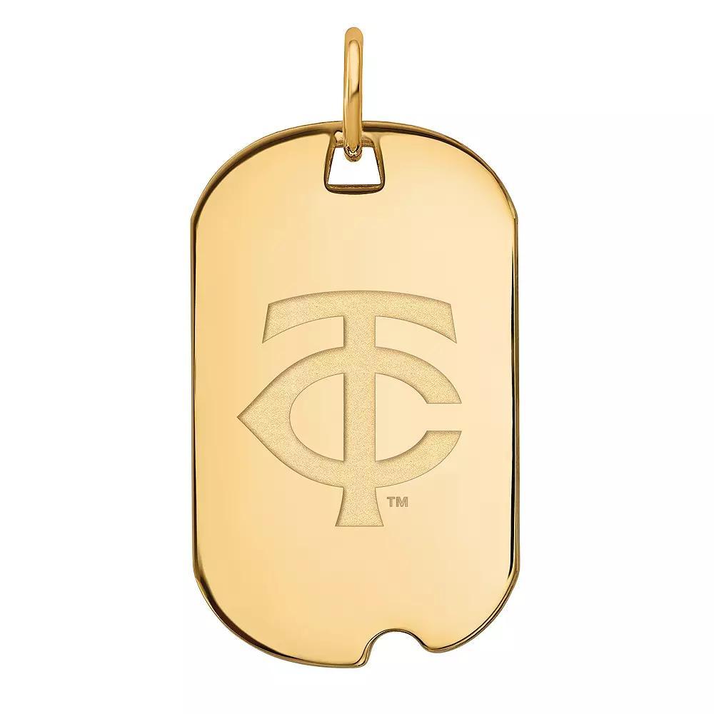 LogoArt Sterling Silver Minnesota Twins Small Dog Tag Pendant, Women's, Size: 31 mm, Gold Tone Product Image