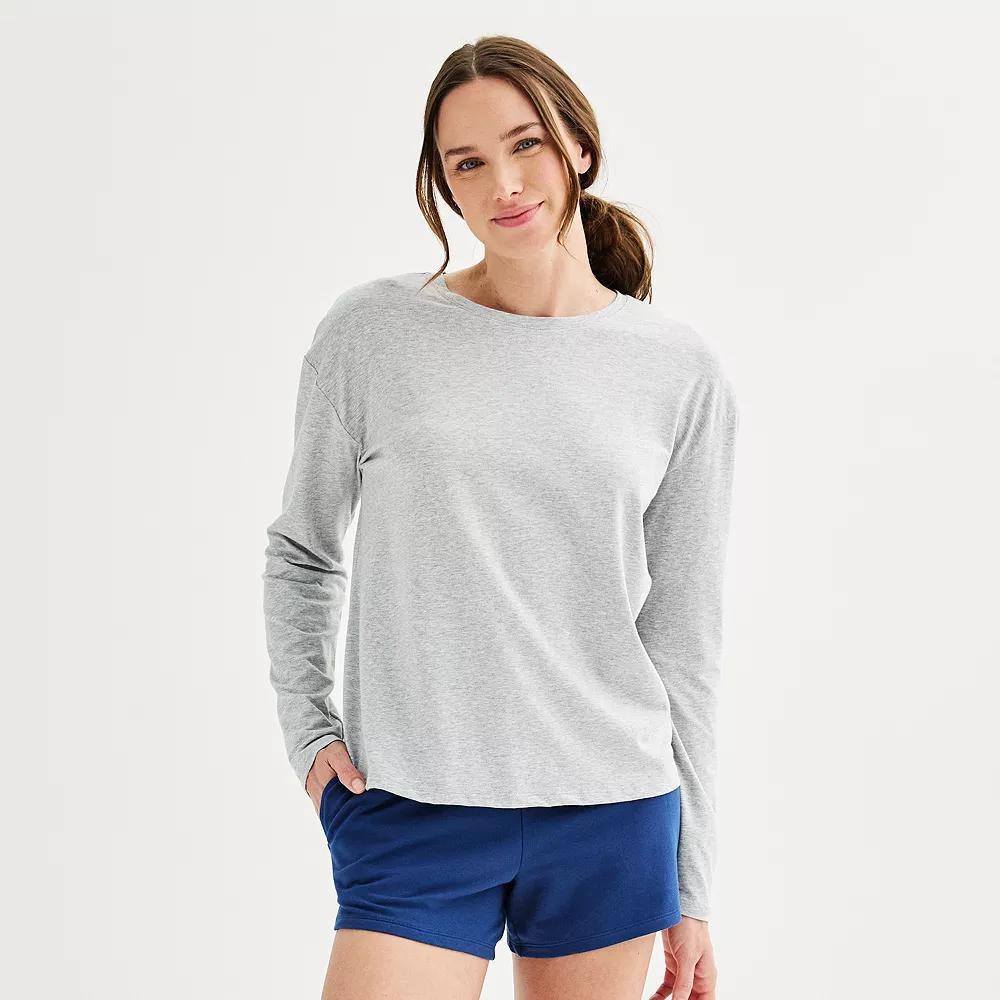 Women's Sonoma Goods For Life® Drop-Shoulder Long Sleeve Sleep Tee, Size: XS, Medium Cumulus Grey Product Image
