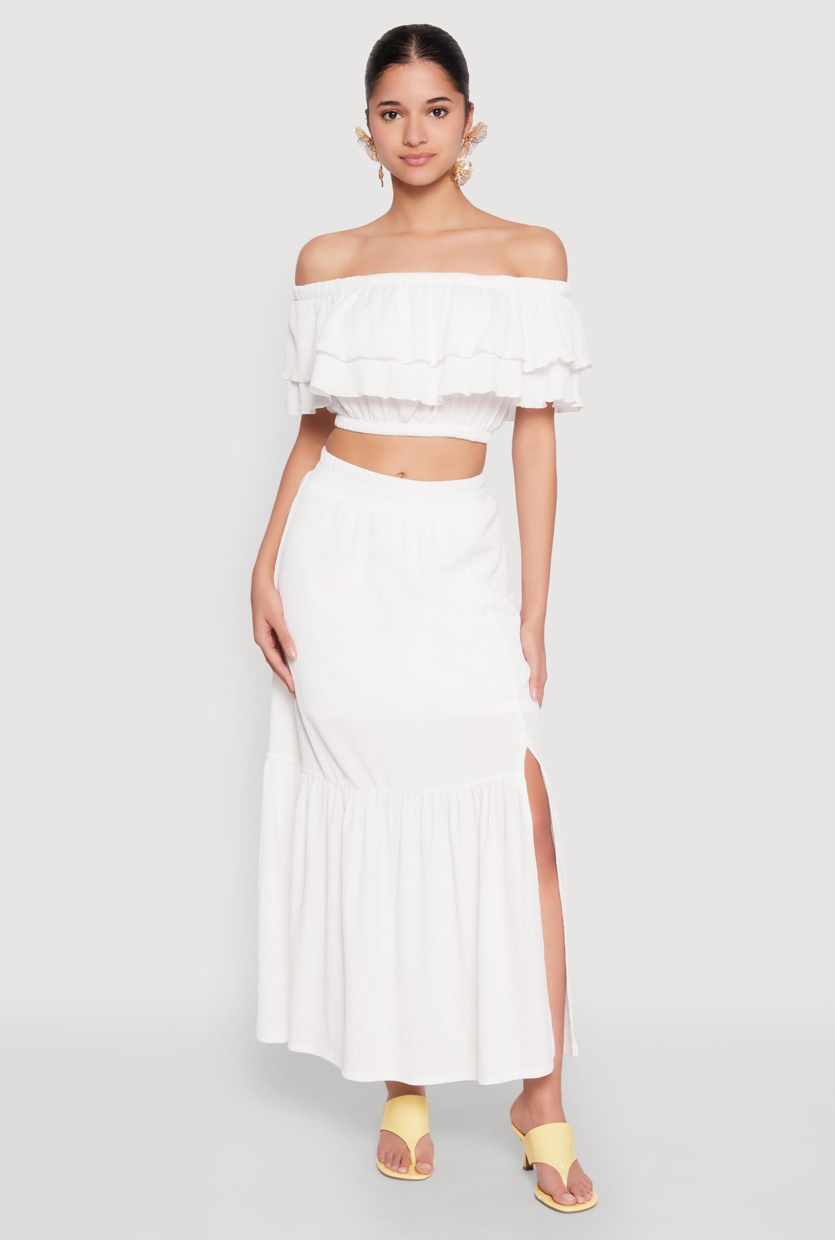 Womens Almost Famous Slit Front Tiered Skirt Product Image