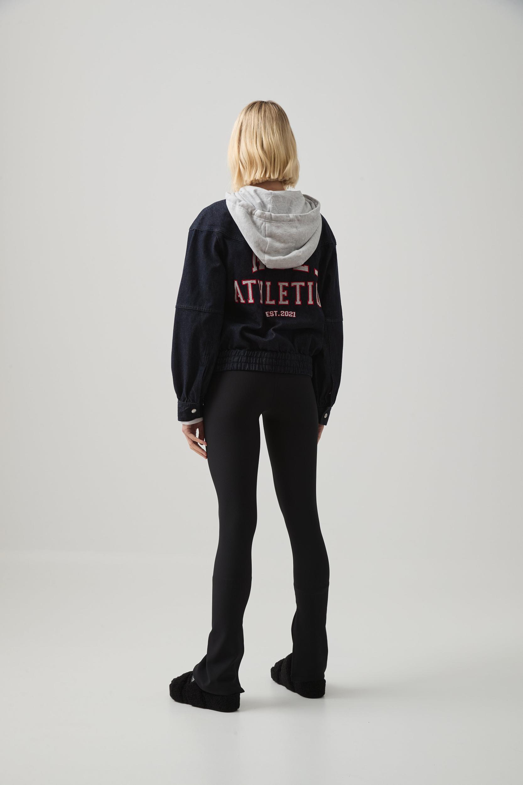 Cropped Hooded Denim Jacket Product Image