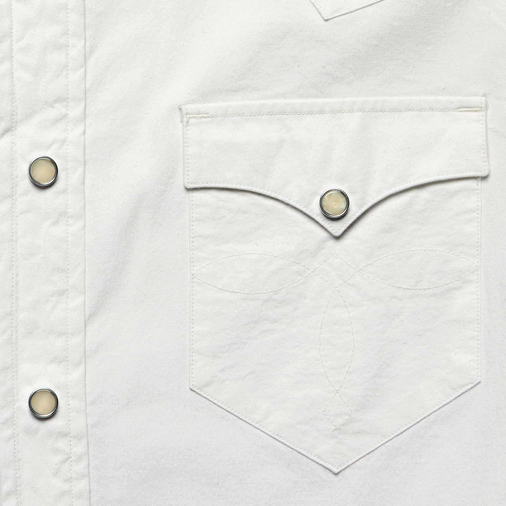 Slim Fit Twill Western Shirt - White Product Image