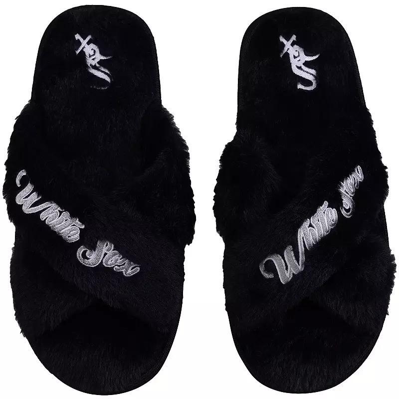Women's FOCO Chicago White Sox Script Cross Slide Slippers, Size: XL, Black Product Image
